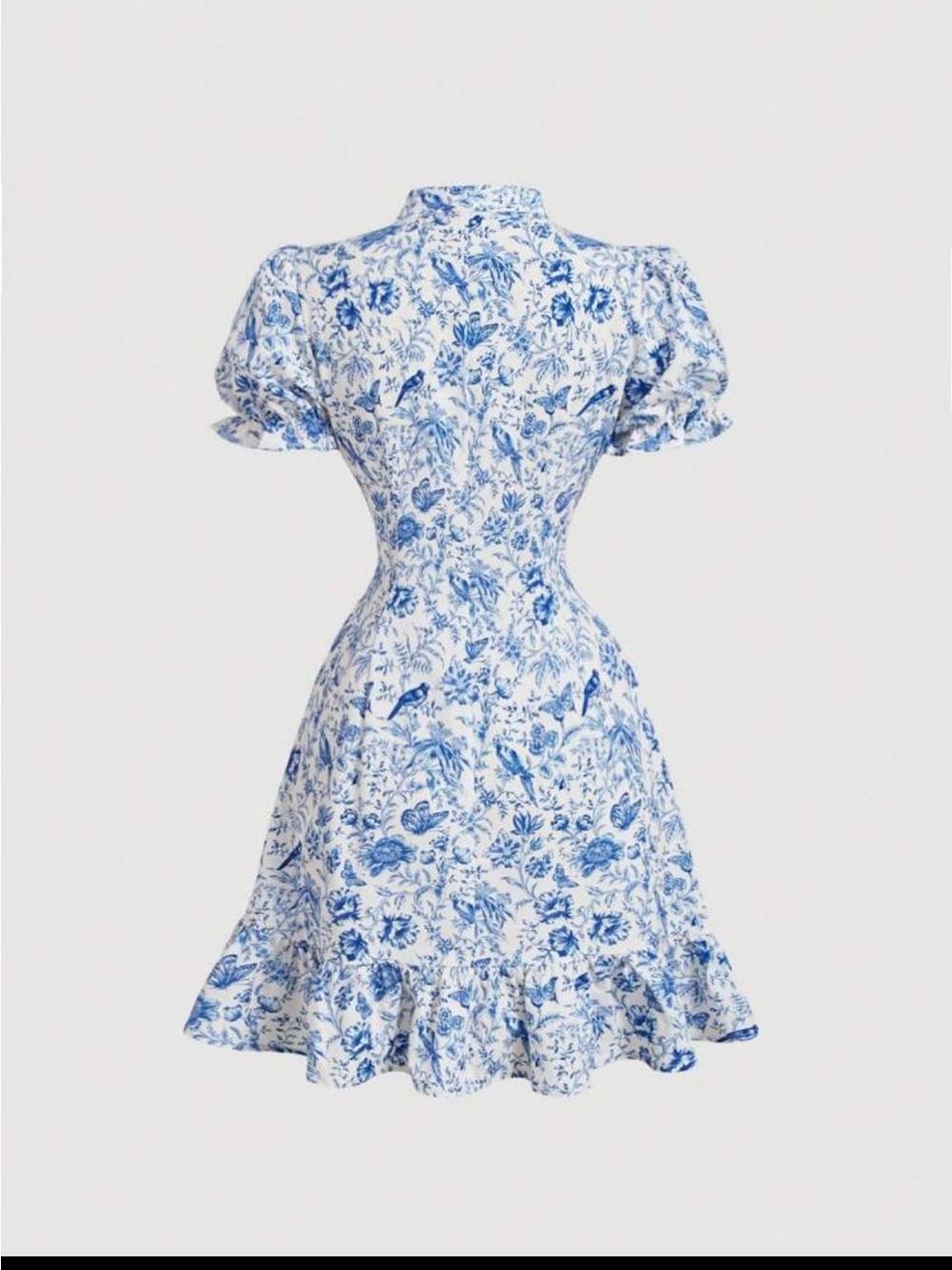 Blue Floral Fit-and-Flare Dress